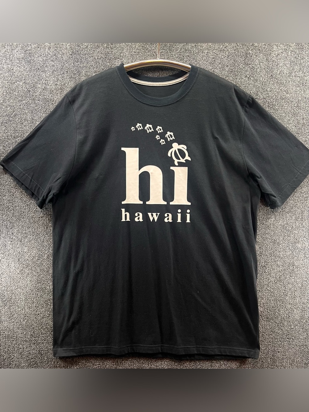 Hawaii Hi Crewneck Shirt XL Black Sea Turtles Graphic Short Sleeve Cotton Blend